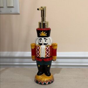 Holiday Nutcracker Soap Dispenser with Gold Accents